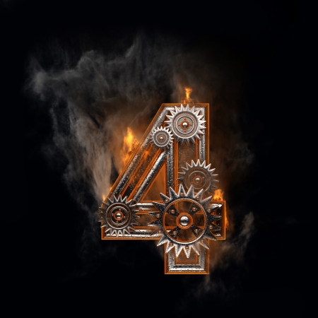 burning figure with gearsの写真素材