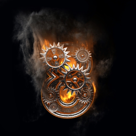 burning figure with gearsの写真素材