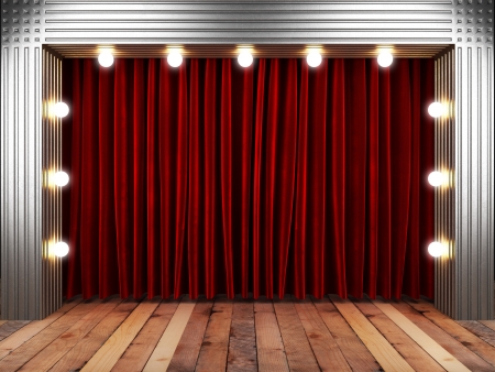 red fabrick curtain on stageの写真素材