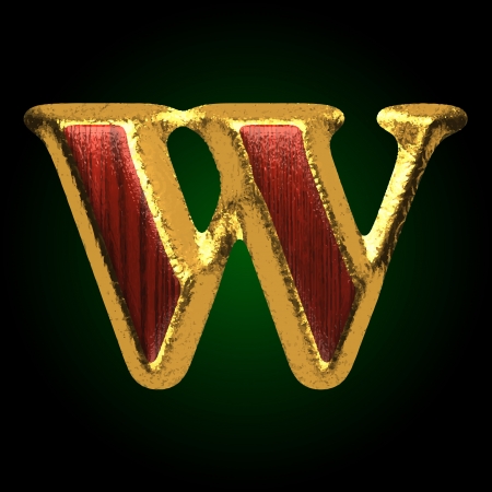 vector golden figure with red woodのイラスト素材