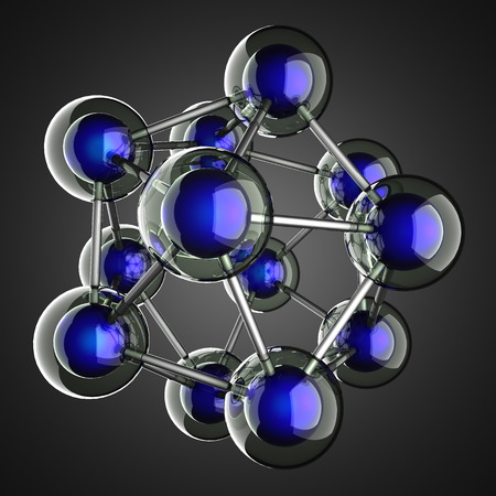 Atom model on gray backgroundの写真素材