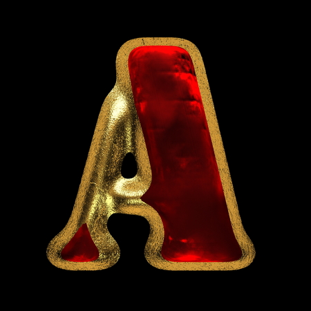 red velvet letter with gold on black backgroundの写真素材