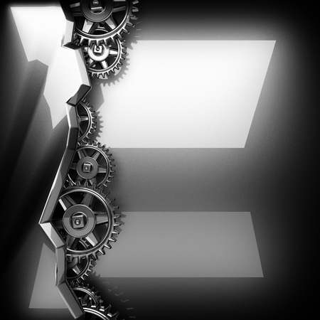 metal polished background with cogwheel gearsの写真素材