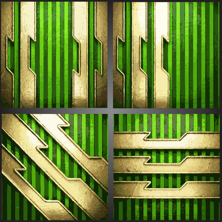 Vector green background with goldのイラスト素材