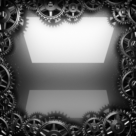 metal polished background with cogwheel gearsの写真素材