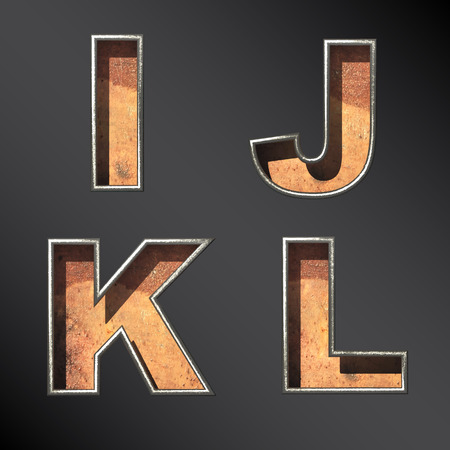 Vector old metal alphabet letters setのイラスト素材