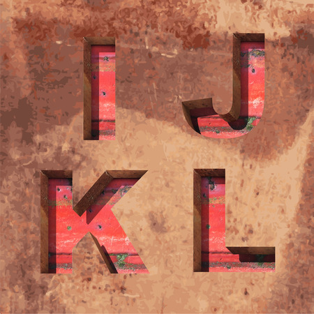 Vector rusted metal alphabet letters setのイラスト素材