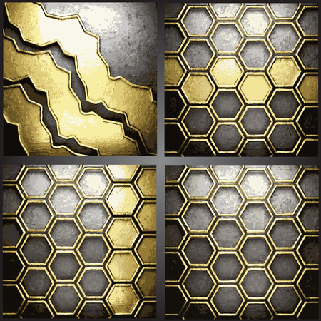 Vector gold and silver background setのイラスト素材