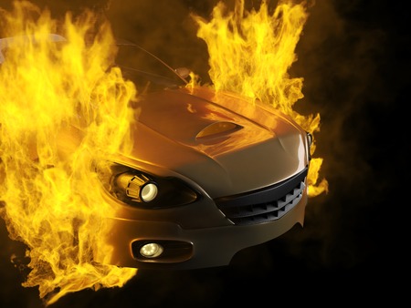 burning brandless sport carの写真素材