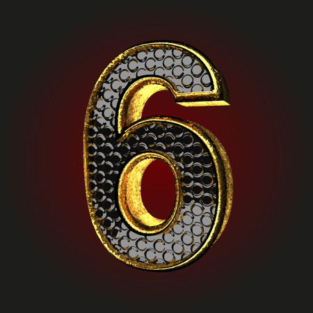 6 black letter with goldのイラスト素材