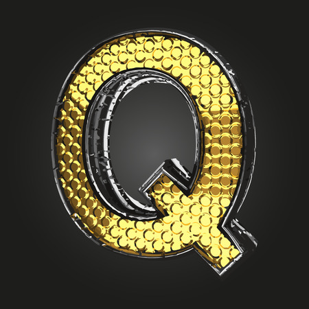 q vector golden and silver letterのイラスト素材