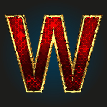 w red letter with goldのイラスト素材