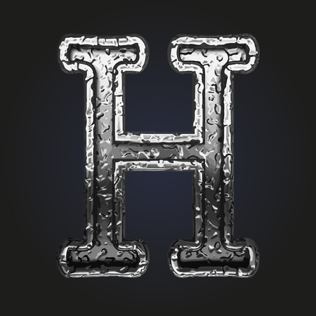 h vector metal letterのイラスト素材