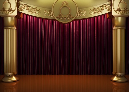 red curtain stageの写真素材