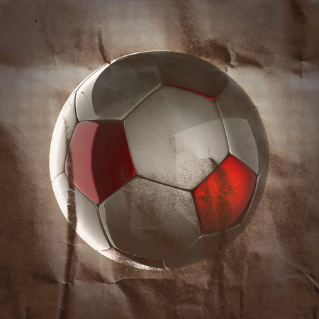 soccer ball painted on paperの写真素材