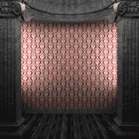 vector stone columns and wallpaperのイラスト素材