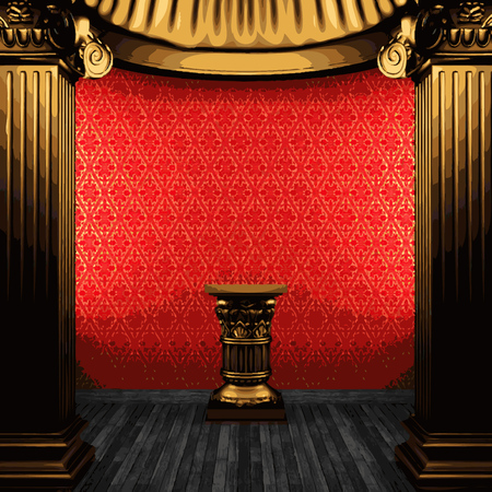 vector bronze columns, pedestal and wallpaperのイラスト素材