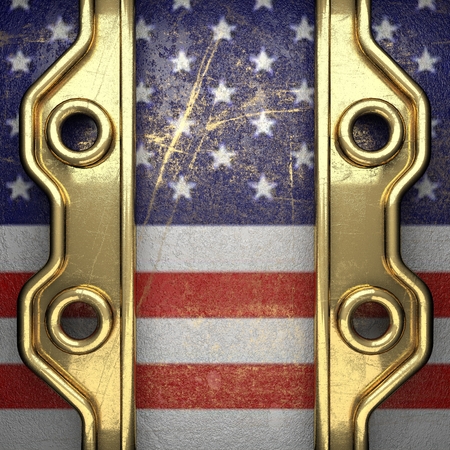 golden background painted to US flagの写真素材