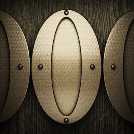 wooden background with metal elementの写真素材