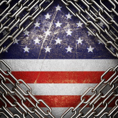 silver background painted to US flagの写真素材