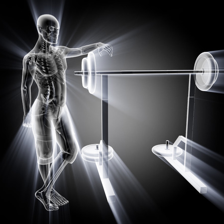 human radiography scan in gym roomの写真素材