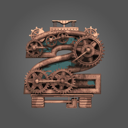 2 vector rusted letter with gearsのイラスト素材