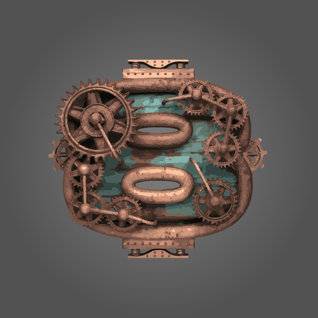 8 vector rusted letter with gearsのイラスト素材