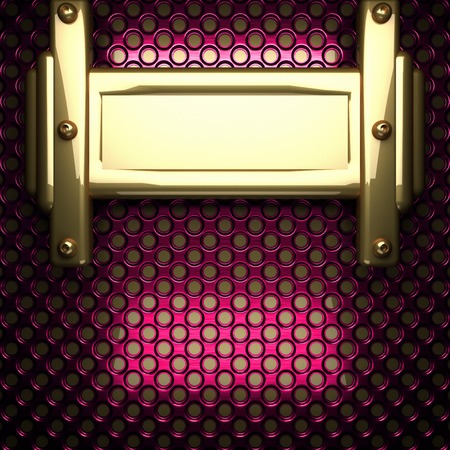 pink metal background with yellow elementの写真素材