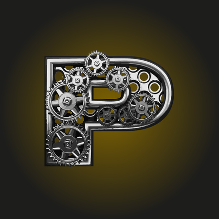 p vector letter with gearsのイラスト素材