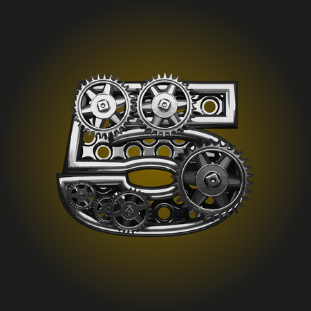 5 vector letter with gearsのイラスト素材