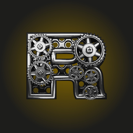 r vector letter with gearsのイラスト素材