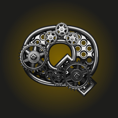 q vector letter with gearsのイラスト素材