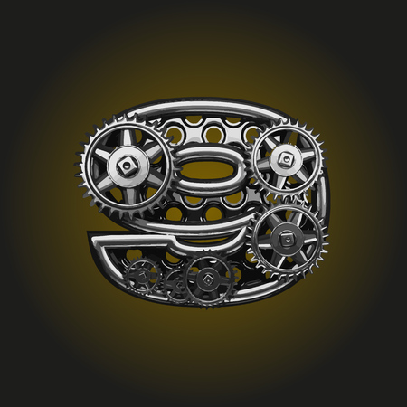 9 vector letter with gearsのイラスト素材