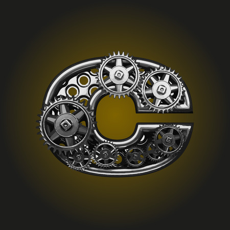c vector letter with gearsのイラスト素材