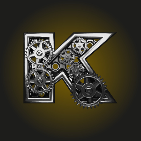 k vector letter with gearsのイラスト素材