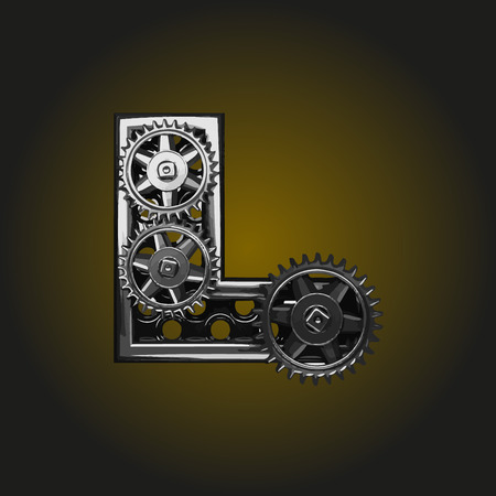 l vector letter with gearsのイラスト素材