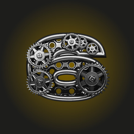 6 vector letter with gearsのイラスト素材