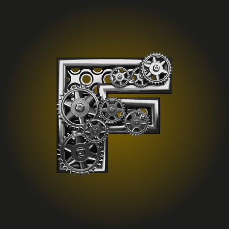 f vector letter with gearsのイラスト素材