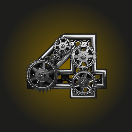 4 vector letter with gearsのイラスト素材