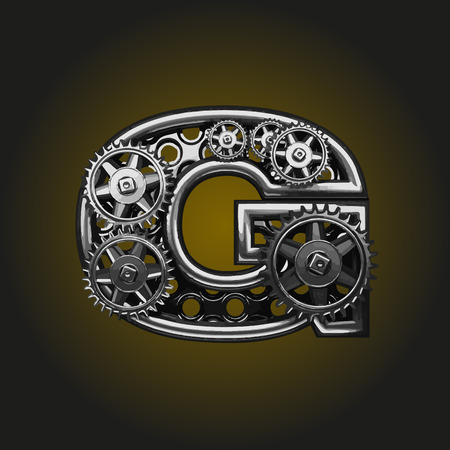 g vector letter with gearsのイラスト素材