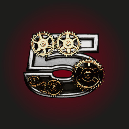 5 vector letter with gearsのイラスト素材