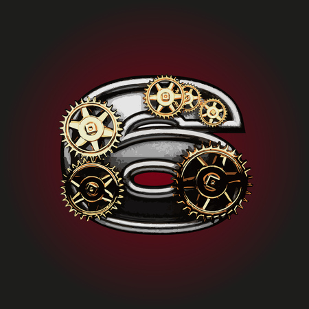 6 vector letter with gearsのイラスト素材