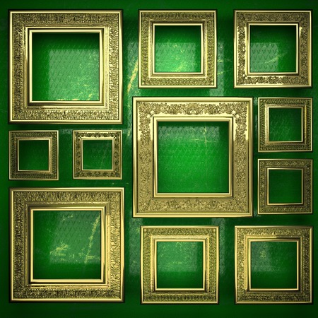 golden background painted in greenの写真素材