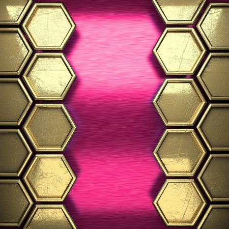 pink metal background with yellow elementの写真素材