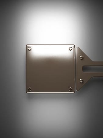 polished metal element on gray backgroundの写真素材