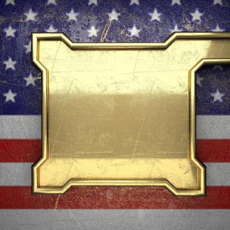 golden background painted to US flagの写真素材