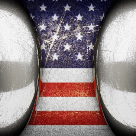 silver background painted to US flagの写真素材