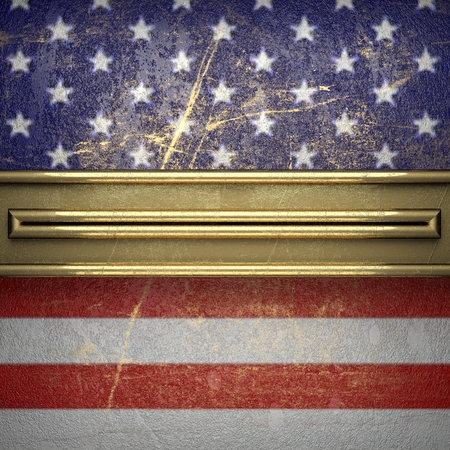 golden background painted to US flagの写真素材
