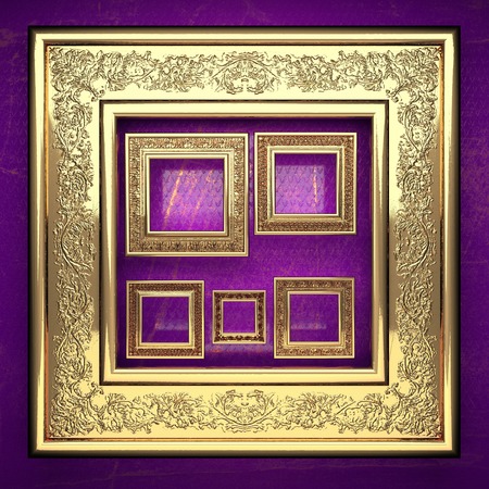 golden background painted in violetの写真素材