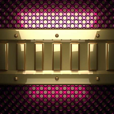 pink metal background with yellow elementの写真素材